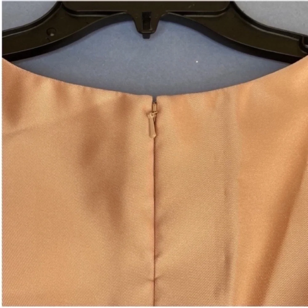 Alfred Sung Satin Twill Sleeveless V-Neck Dress Toasted Sugar Light Pink Size 10 - Picture 9 of 10